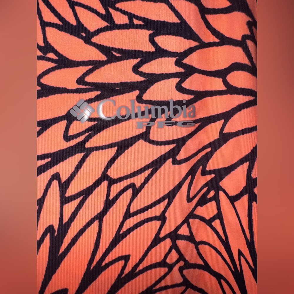 #377-☀️NWT Columbia PFG Vibrant Orange Dress with Black Floral Design Size Small - Picture 3 of 5